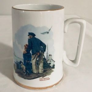 Vintage Norman Rockwell 1985 Looking Out To Sea Coffee Mug Danbury Mint